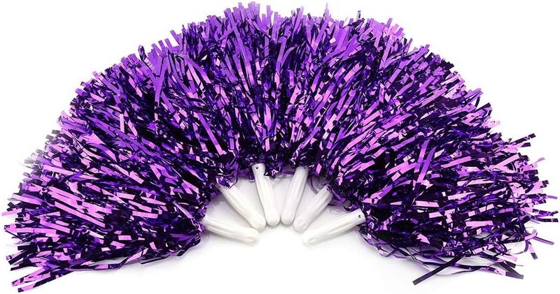 woobles Cheerleading Poms, Cheer Plastic Pom for Ball Fancy Dress Night Cheer Party Costume Sports Dance(Purple) - Image 2